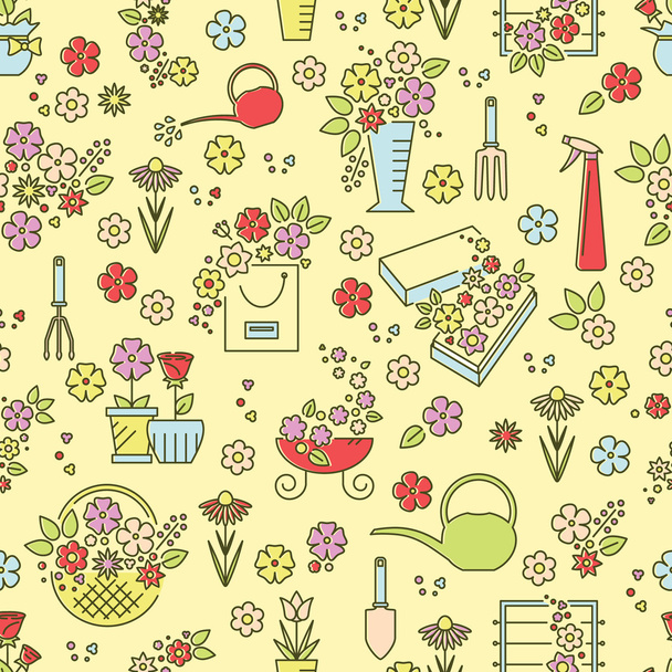 Flower line seamless pattern - ベクター画像