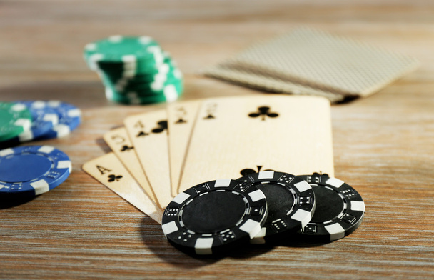 poker with cards and chips - Foto, Imagem