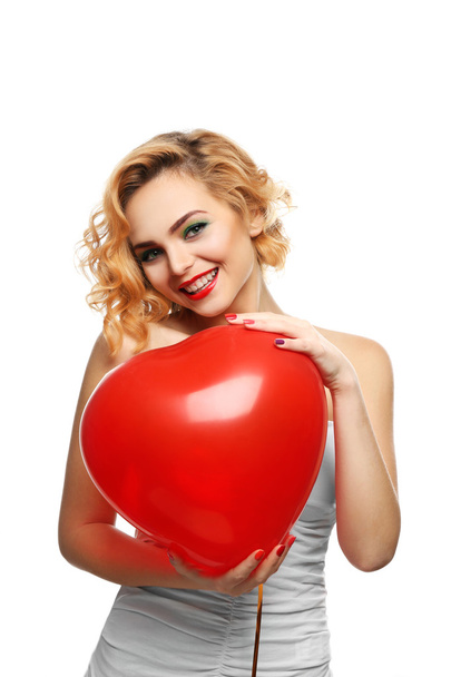 girl holding heart balloon  - Fotó, kép