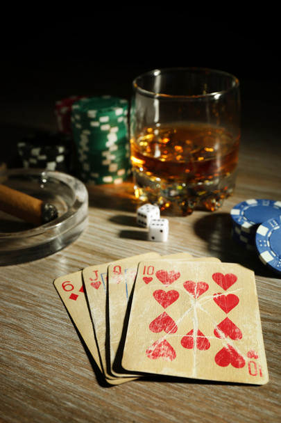 poker with cards and chips - Fotoğraf, Görsel