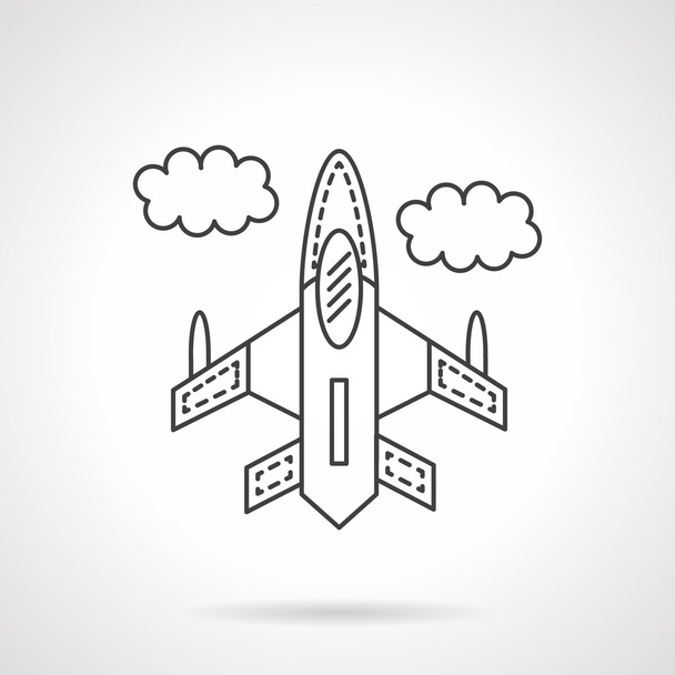 Flying jet flat line design vector icon - Vector, Image