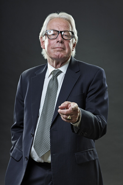 Senior man with vintage glasses in suit - Фото, зображення