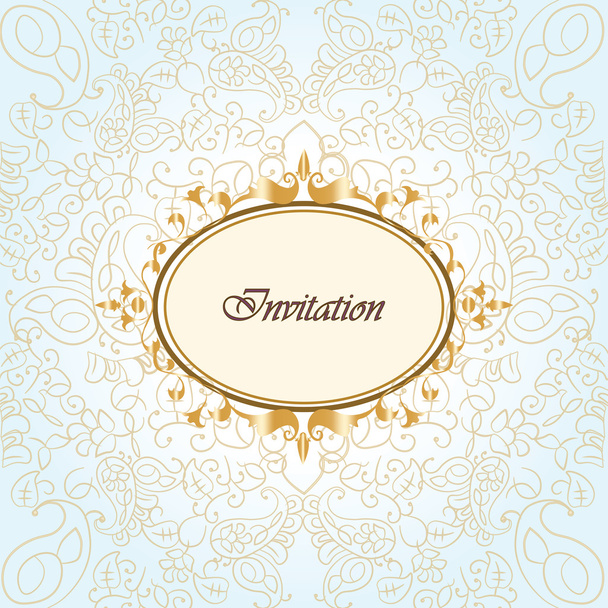 Gold frame invitation with ornaments - Vettoriali, immagini