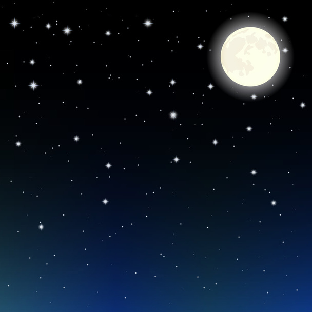 starry sky and the moon - Wektor, obraz