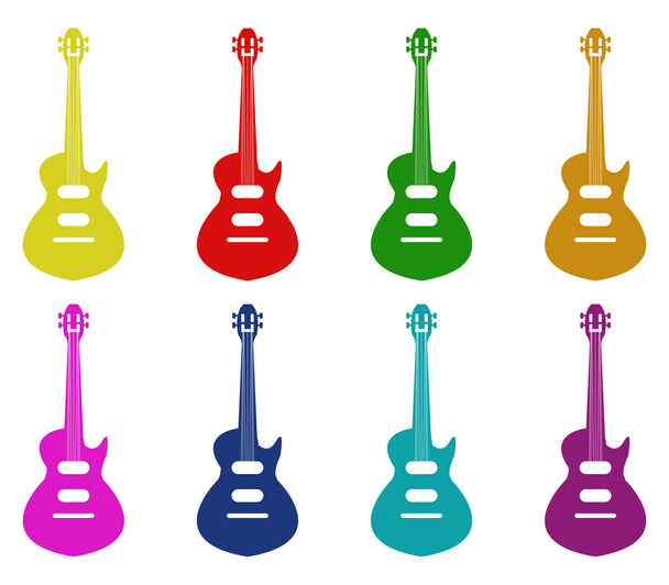 zbiór ilustrowanych i kolorowy gitary - Zdjęcie, obraz