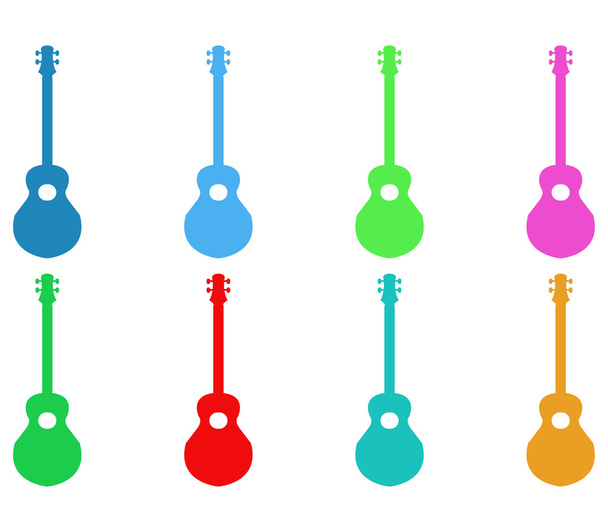 set geïllustreerde en kleurrijke gitaren - Foto, afbeelding