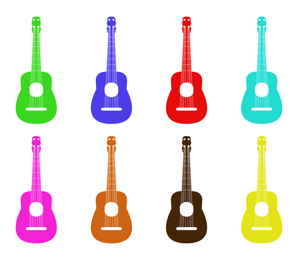 набор иллюстрированных и красочных гитар
 - Фото, изображение