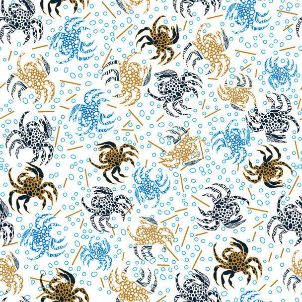 marine crabs seamless pattern - Vector, Imagen