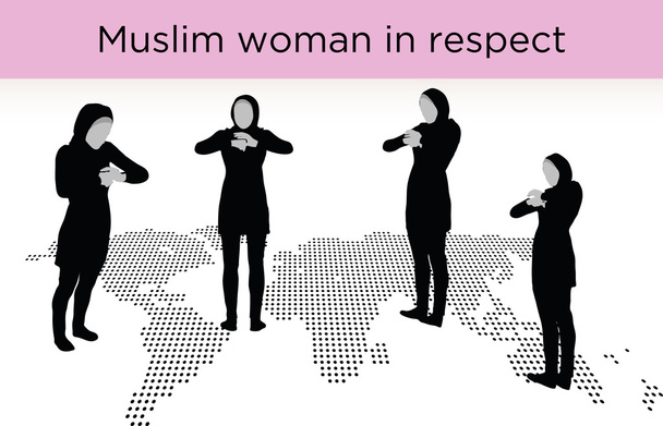 イスラム教徒の女性尊重ポーズのシルエット - ベクター画像