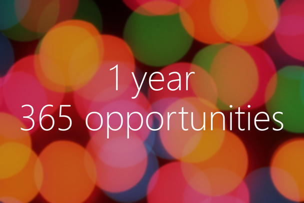 1 év 365 lehetőségek szöveges háttérben színes bokeh - Fotó, kép