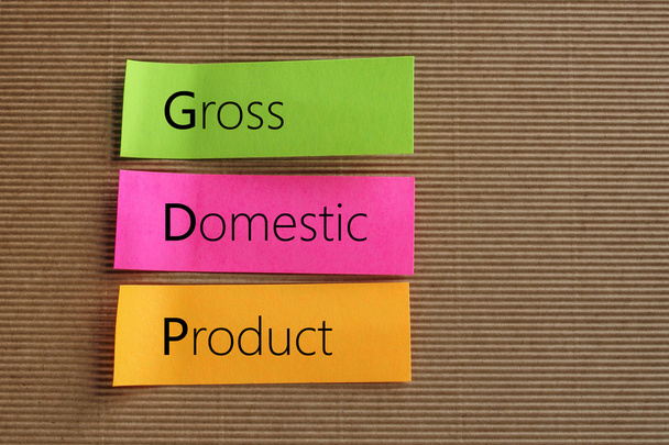 Hrubý domácí produkt (HDP) text na barevné poznámek sticky notes - Fotografie, Obrázek