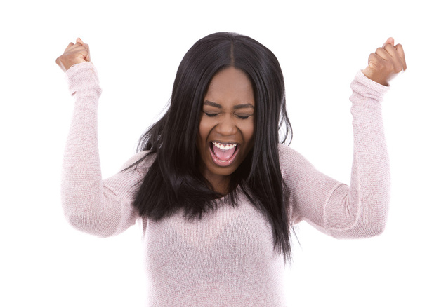 casual black woman screaming - Photo, Image