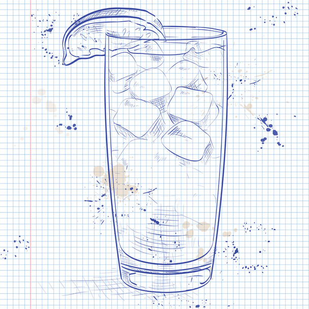 Cocktail Sea Breeze on a notebook page - Διάνυσμα, εικόνα