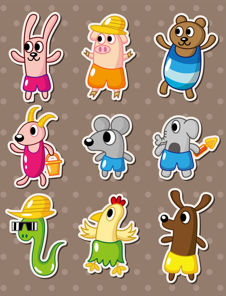 summer animal stickers - Vector, Image
