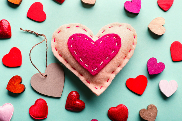 Valentines Hearts on turquoise background - Photo, image