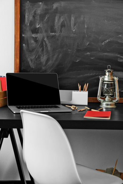 Desktop with notebook and other items - Φωτογραφία, εικόνα
