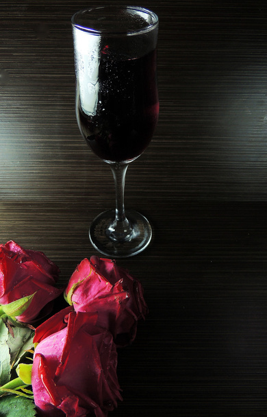 Wine and rose - Foto, Imagen