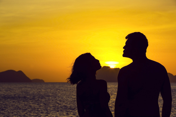 silhouettes of couples in love - Photo, Image
