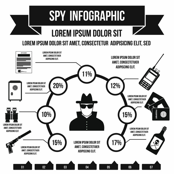 Spy infographic, simple style - Vector, Image