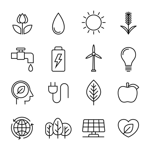 Ecology line icons - Вектор,изображение