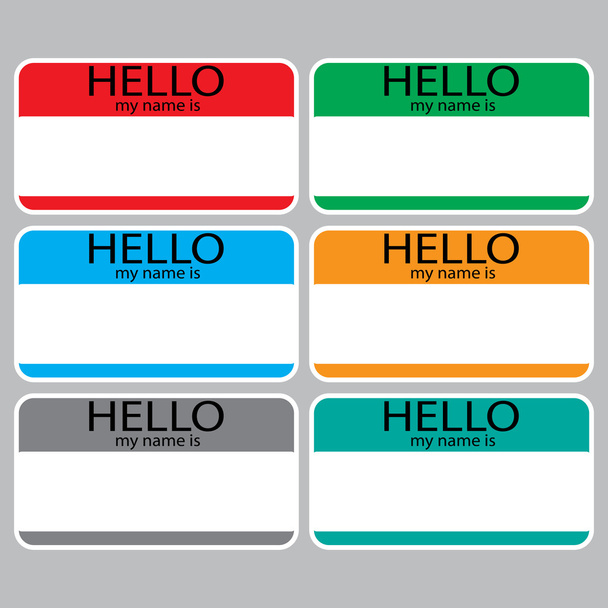 Hello my name is sticker sign badge set color - Vector, Image