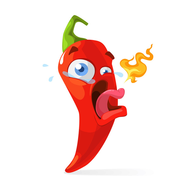 Red chilli pepper funny cartoon character - Vettoriali, immagini