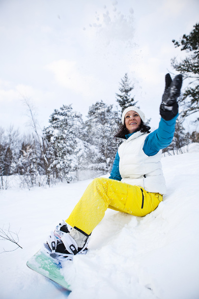 Winter woman with snowboard - Zdjęcie, obraz
