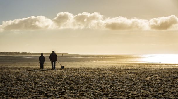 in de late herfst het strand van de Noordzee bij sankt peter ording - Foto, afbeelding