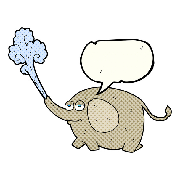 historieta discurso burbuja dibujos animados elefante chorros agua
 - Vector, Imagen