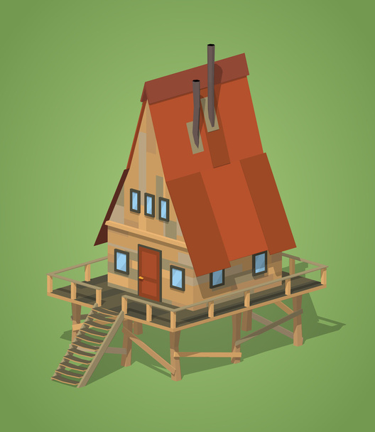 合掌造りの木造住宅 - ベクター画像