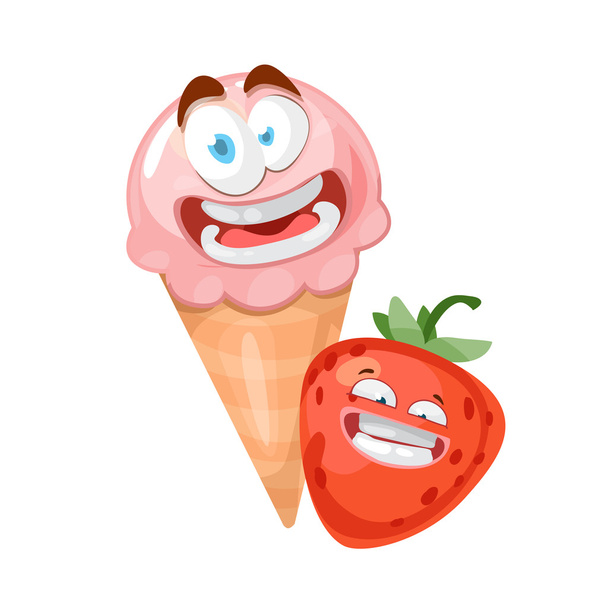 Vector illustration ice cream character - Vector, imagen
