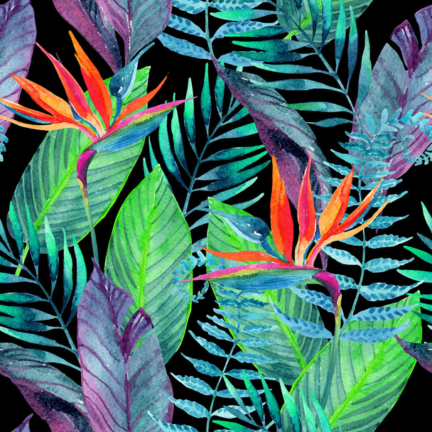 Tropical leaves seamless pattern. Floral design background. - Photo, Image