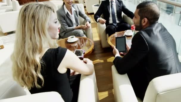 business team having meeting in Dubai office building - Materiał filmowy, wideo