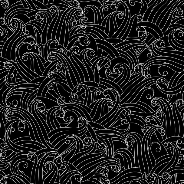 Vector Seamless Monochrome Floral Pattern. Hand Drawn Floral Texture, Decorative Flowers, Coloring Book - Vector, imagen