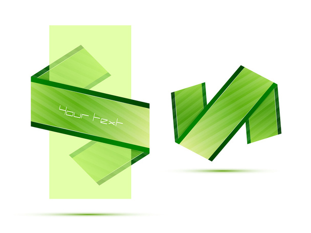 Green translucent banner and ribbon - Vector, Image