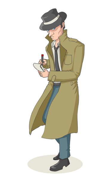 Cartoon illustration of a detective - Vetor, Imagem