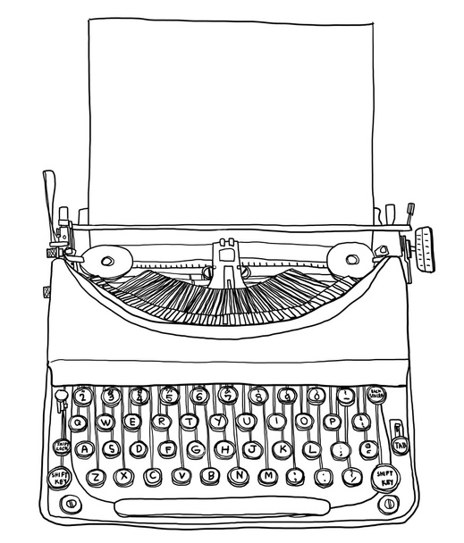 linda máquina de escribir con papel vintage línea de arte
 - Foto, Imagen