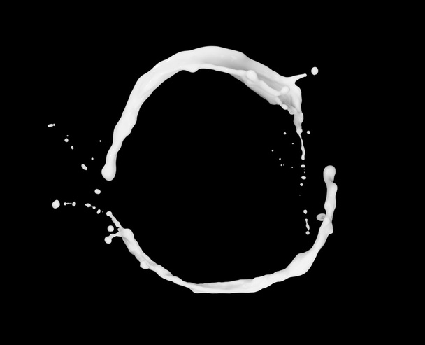milk or white liquid splash isolated on black background - Foto, Bild