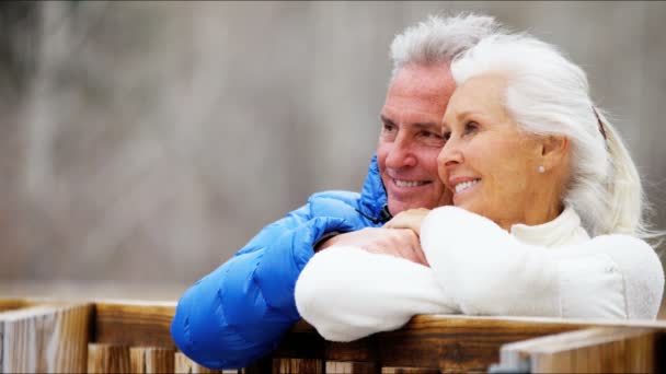 starší pár, kteří požívají zimní dovolenou  - Záběry, video