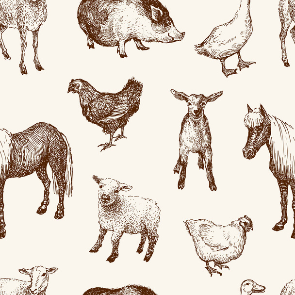 pattern of the farm animals - Vektor, obrázek