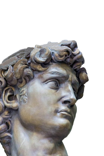 David. Florencie. Detailní detail Michelangelovy sochy na bílém pozadí - Fotografie, Obrázek