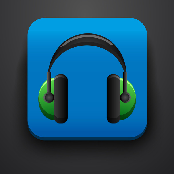 Icono de símbolo de auriculares en azul
 - Vector, Imagen