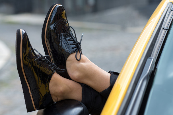 Close up of stylish female shoes.  Outdoor fashion shoes footwea - Photo, Image