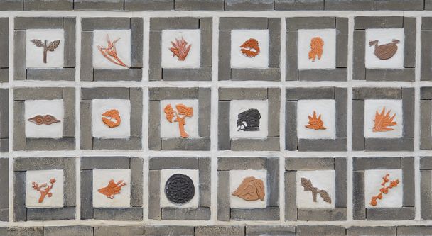 Old wall ceramic tiles patterns handcraft - Photo, Image