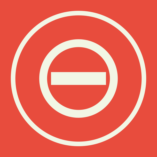 Nenhum ícone de entrada, no fundo vermelho, borda círculo branco, branco para fora
 - Vetor, Imagem