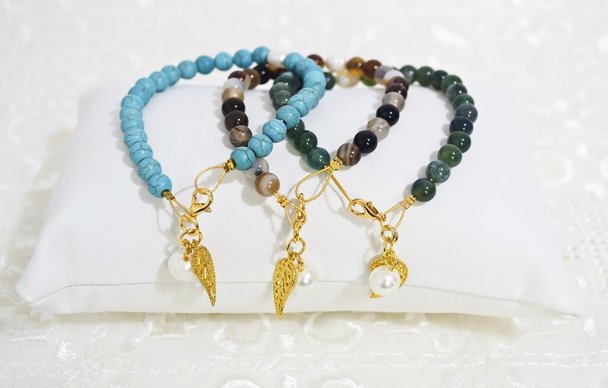 gemstone bracelets - turquoise and agate beads - Photo, Image