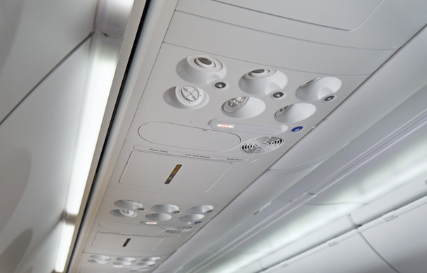 Italy, airplane cabin with no smoking sign on - Foto, Bild