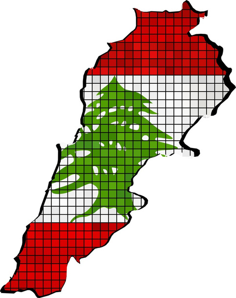 Zászló belül Libanon Térkép - Vektor, kép