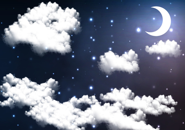 crescent moon illuminates the night - Vector, Image
