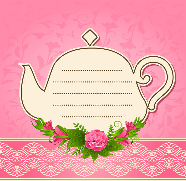 Illustration of vintage ceramic tea pot with beautiful flowers - Фото, зображення